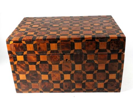 A yew wood Marquetry two division tea caddy. 31cm ( 12.25 ins) wideCondition ReportProbably 20th century