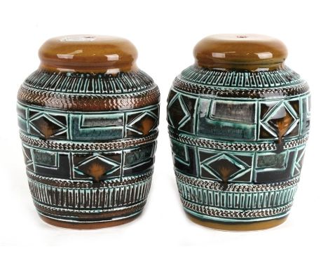A pair of mid 20th century Tradpots Pottery lamp bases, 21cms (8.25ins) high.