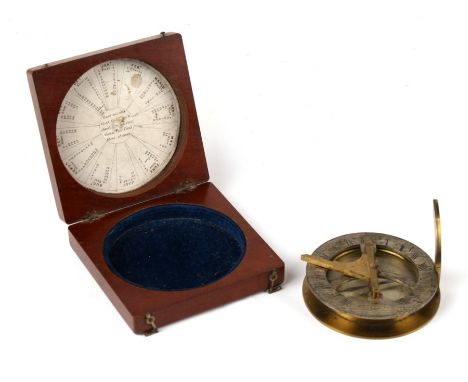 An early 19th century mahogany cased silvered brass compass sundial or panto chronometer by John Braham of Bristol. Paper cal