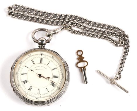 A silver cased centre seconds chronograph leaver pocket watch, London 1881 the movement signed J Harris Manchester no. 2383 t