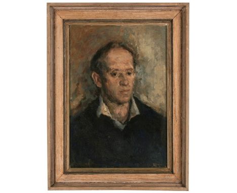 Anthony Morris (British b1938) - Portrait of J. Preston Esq. - signed lower right, oil on board, framed, 33 by 49cms (13 by 1
