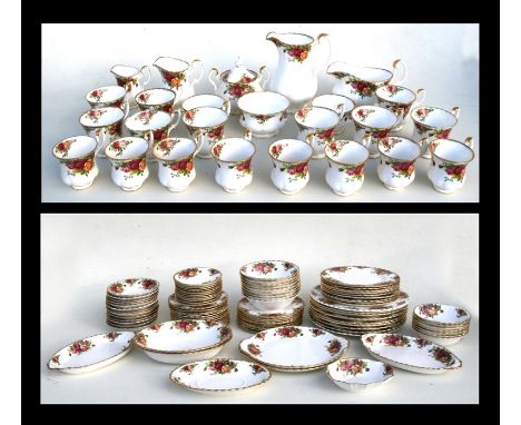 A Royal Albert Country Roses pattern tea, coffee and dinner set. Condition ReportLot 8868 x 18cm side plates – all good9 x 21