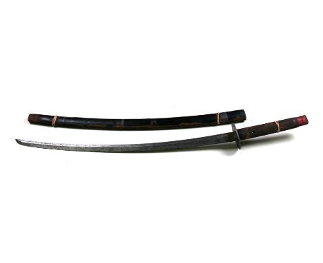 An early Japanese Katana sword (possibly Edo period) with signature to the tang and on the inside of the wooden scabbard, hav