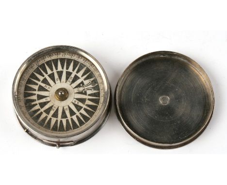 A Victorian silver plated compass with paper dial