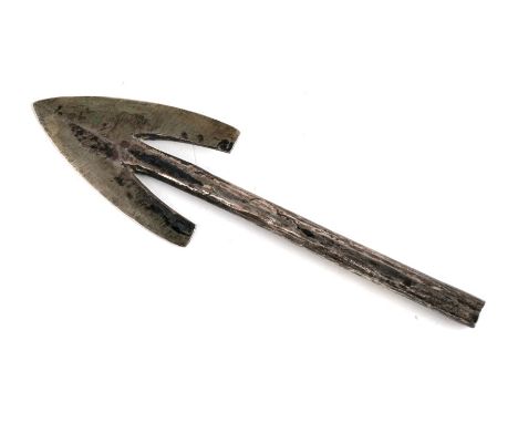 A cast steel arrow head. 13.5 (5.25 ins) long