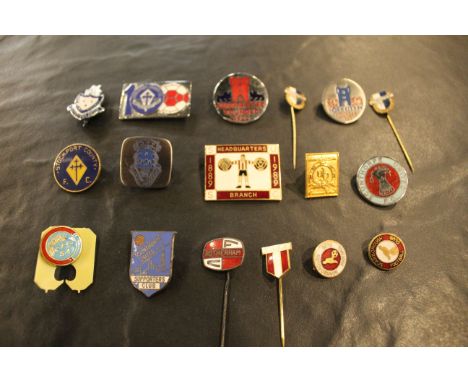15 English football clubs supporters enamel badges - Stockport, Scunthorpe, York and Rotherham.