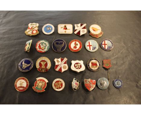 24 English football clubs supporters enamel badges - Coventry, Oxford, Stoke, Northampton and Swindon.  
