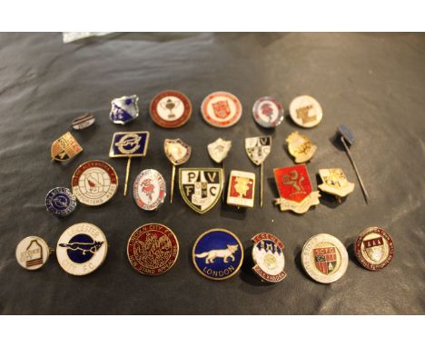 27 English football club supporters enamel badges - Leicester, Lincoln, Stoke, Port Vale and Crewe.