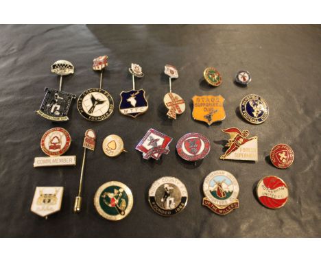24 English football club supporters enamel badges - Nottingham Forest, Notts County, Rotherham United and Mansfield Town.