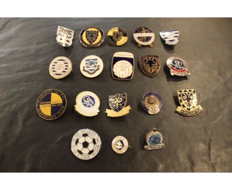 18 English football clubs supporters enamel badges - Wimbledon and QPR.
