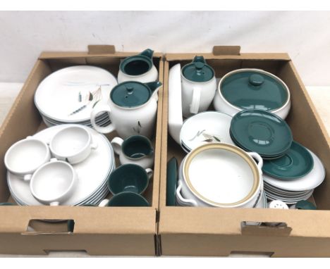 A selection of Denby Greenwheat wares, to include coffee pot, two hot water pots (one lacking cover), three teacups, four sau