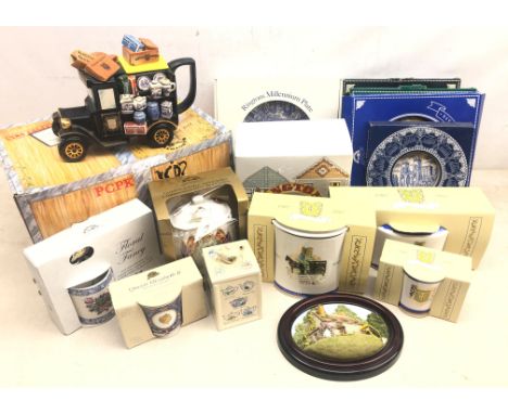 Limited edition Ringtons teapot, 'The Delivery Van Teapot', boxed and other Ringtons including a wall plaque, Golden Jubilee 