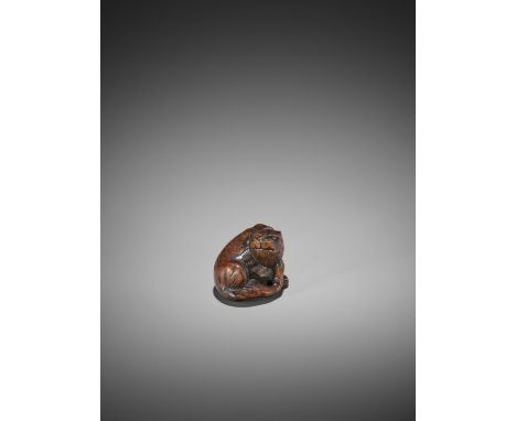   MASANAO: A WOOD NETSUKE OF A SNARLING TIGER  By a member of the Masanao family, signed Masanao 正直  Japan, Ise-Yamada, 19th 