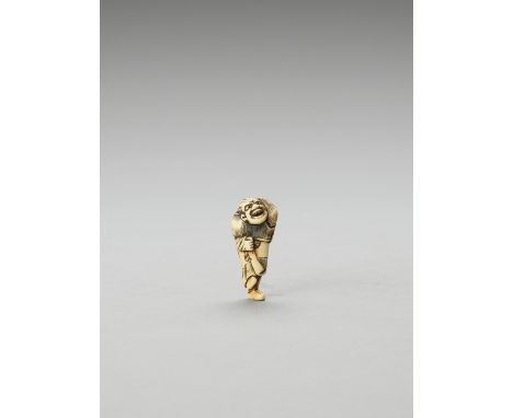   AN IVORY NETSUKE OF A FOREIGNER  Unsigned  Japan, early 19th century, Edo period (1615-1868)    Finely carved with a foreig