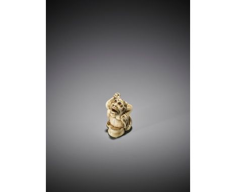   AN IVORY NETSUKE OF A CONVERTED ONI  Unsigned  Japan, 18th century, Edo period (1615-1868)    Published: Östasiatiska Musee