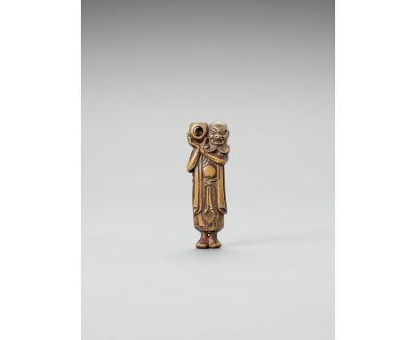   A WOOD NETSUKE OF A SAGE WITH A MAGICAL JEWEL  Unsigned  Japan, 19th century, Edo period (1615-1868)    The sage with a lon