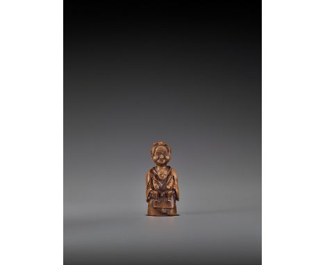   A RARE WOOD ‘DOUBLE SHUNGA’ NETSUKE OF A MOTHER AND CHILD  Unsigned  Japan, 18th century, Edo period (1615-1868)    A highl