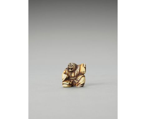   AN IVORY NETSUKE OF A NOH DANCER  Unsigned  Japan, 19th century, Edo period (1615-1868)    Finely carved as a Noh dancer we