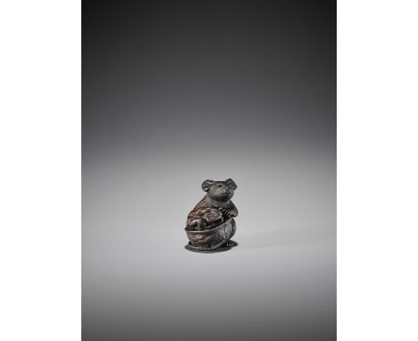   ALEXANDER DERKACHENKO: A BOXWOOD NETSUKE OF A RAT WITH NUT  By Alexander Derkachenko  Ukraine, 2019    Finely carved from b