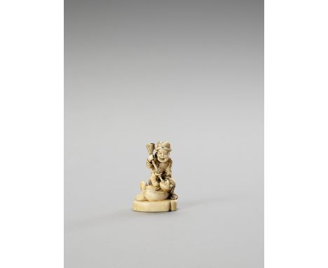   A RARE IVORY SEAL NETSUKE OF A DRUNK PORTUGUESE AND DUTCHMAN  Japan,19th century, Edo period (1615-1868)    This netsuke pr