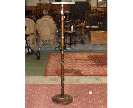 Laminated oak effect standard lamp 