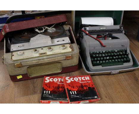 Royal typewriter and Fidelity Argyll reel- to-reel