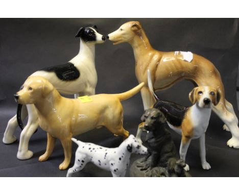 Dog ornaments by Beswick, Melba Ware etc