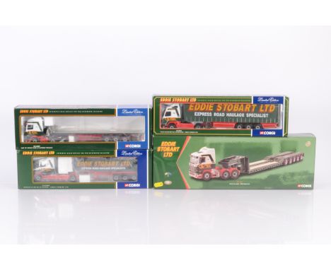 Corgi Eddie Stobart Diecast Haulage Vehicles, four boxed 1:50 scale limited edition examples, CC12203 Scania low loader, CC12