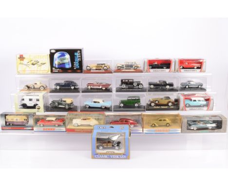 1950s and Earlier Diecast Cars and Commercial Vehicles, a boxed/ cased collection, some models loose in in packaging, US and 