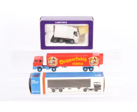 Lion Car Diecast Haulage Vehicles, two boxed examples, Iveco Stralis tractor unit in white livery 1:50 scale and Nr 59 DAF 28