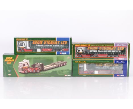 Corgi Eddie Stobart Diecast Haulage Vehicles, four boxed 1:50 scale limited edition examples, CC12203 Scania low loader, 7560