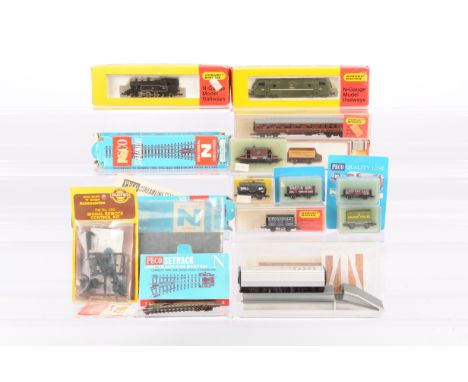 Hornby Mintrix N Gauge Locomotives and Peco Lima Rolling stock and various Accessories including Points, HM 208 BR green Wars