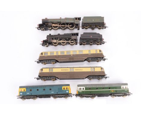 Lima 00 Gauge Steam Locomotives Railcars and Diesels,  GWR green 6000 'King George V', BR black 2-6-0 42700, GWR brown/cream 