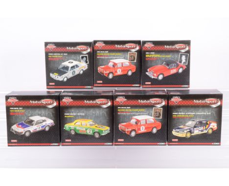 Corgi Drivetime Motorsport Series, a boxed group of seven Rally Cars 1:43 scale, VA04113 1967 Safari Rally, VA105011976 Welsh