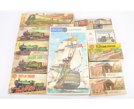Large collection of Airfix and other makers 00 Gauge unmade kits, Airfix, Harrow, Biggin Hill, City of Truro (2), Prairie Tan