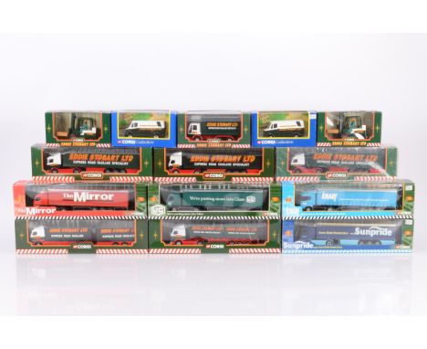 Corgi Eddie Stobart Diecast Haulage Vehicles, a boxed group includes fifteen articulated trucks,  59502, 59507, 59516, TY8701