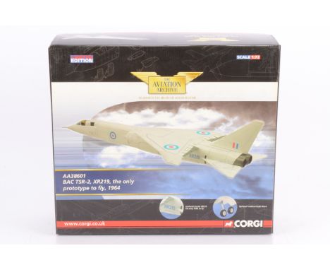 Corgi Aviation Archive BAC TSR-2 RAF Jet Aircraft, a boxed 1:72 Scale, AA38601 XR219 The Only Prototype to Fly, 1964. G-E, bo