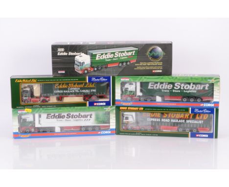 Corgi Eddie Stobart Diecast Haulage Vehicles, five boxed 1:50 scale limited edition examples, CC14002 Volvo FH, CC12607 Scamm