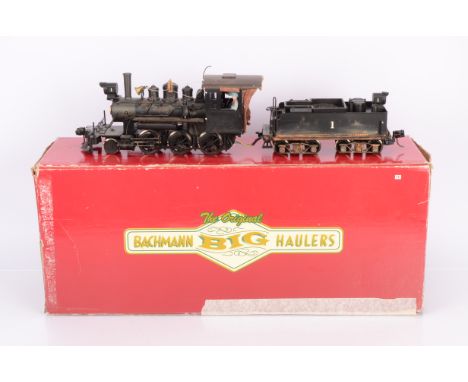 A Bachmann G scale American-style Baldwin 2-6-0 'Mogul' Locomotive and Tender, original cat ref 81696, now substantially weat