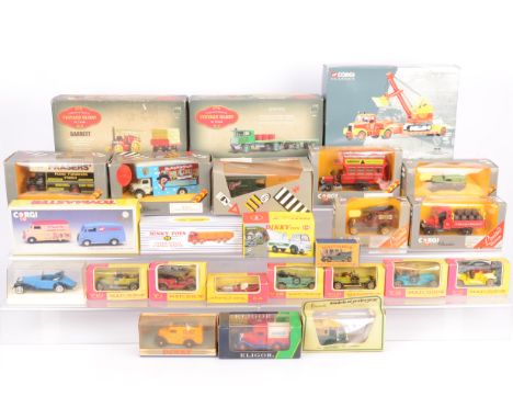 Modern Diecast Pre and Postwar Vehicles, a boxed collection of private and commercial vehicles, in various scales, 1:18 scale