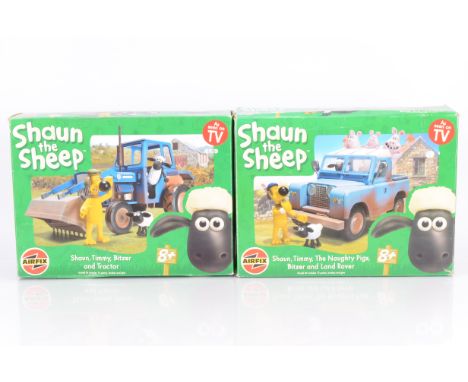 Airfix Shaun The Sheep Kits, two boxed examples, A50018 Shaun The Sheep and Land Rover Set and A50019 Shaun The Sheep and Tra