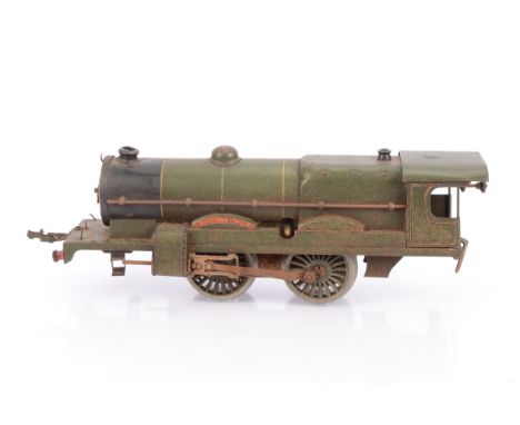 An incomplete Hornby 0 Gauge clockwork No 3 'Lord Nelson' Locomotive only, in SR green with 'Lord Nelson' names to front spla