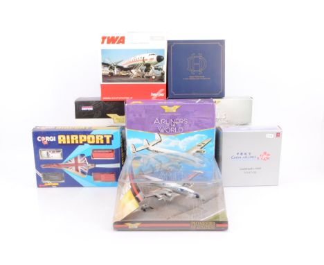 Civil Diecast Aircraft by Corgi and Others, boxed or packaged in various scales, all models have been displayed, dusty and so