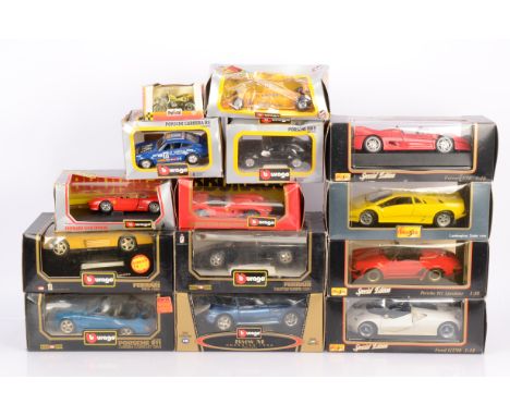 1:18 Scale and 1:24 Scale Diecast Cars and Motorbike, a boxed collection of mainly modern cars, some loose in boxes, 1:18 sca