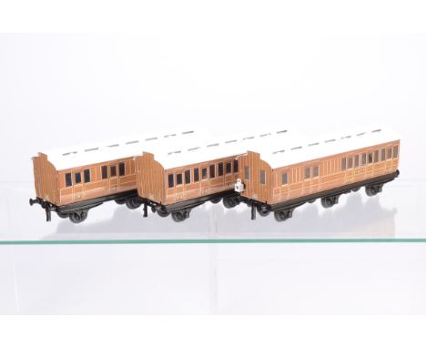 ACE Trains 0 Gauge No 2 LNER Teak style 6-wheel Clerestory Coach Set,  comprising All Third, Third/First and Brake/Third with