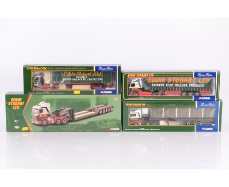 Corgi Eddie Stobart Diecast Haulage Vehicles, four boxed 1:50 scale limited edition examples, CC12203 Scania low loader, CC12