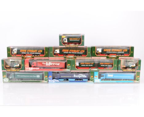 Corgi Eddie Stobart Diecast Haulage Vehicles, a boxed group includes seventeen articulated trucks, TY8705, 59503, 59502, 5950