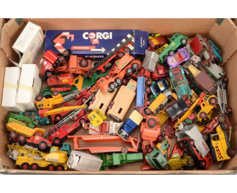 1960s and later Playworn Diecast Vehicles, vintage and modern private and commercial vehicles, mainly Matchbox and Corgi,  in