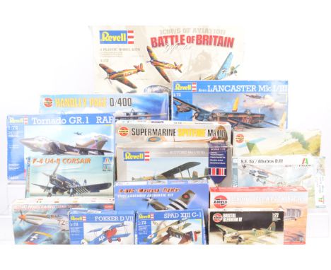 WWI Period and Later Aircraft Kits, all boxed various scales mainly military aircraft, 1:48 scale Airfix 04100 Spitfire, 1:14