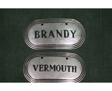 TWO HALLMARKED SILVER DECANTER LABELS 